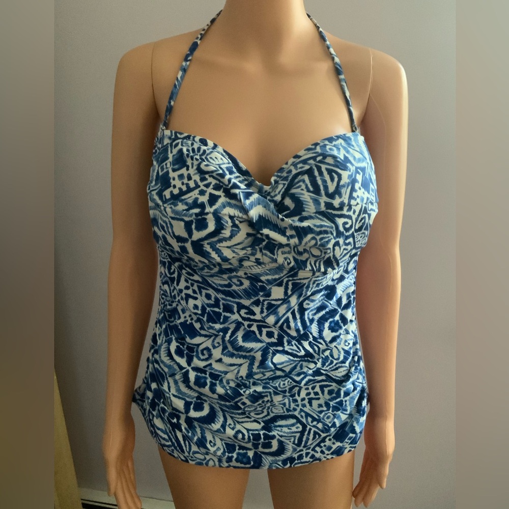 Polo by Ralph Lauren Blue and White One Piece Swimsuit top only